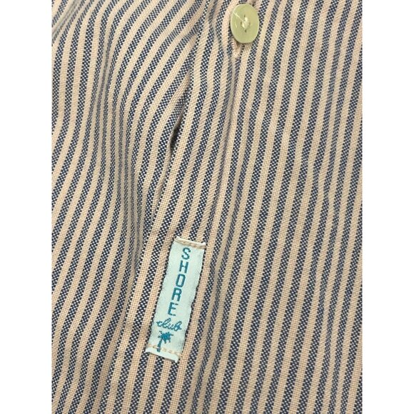 Shore Club Mens Pale Pink Blue Stripes Button Down Shirt Size M Short Sleeve - Picture 3 of 12